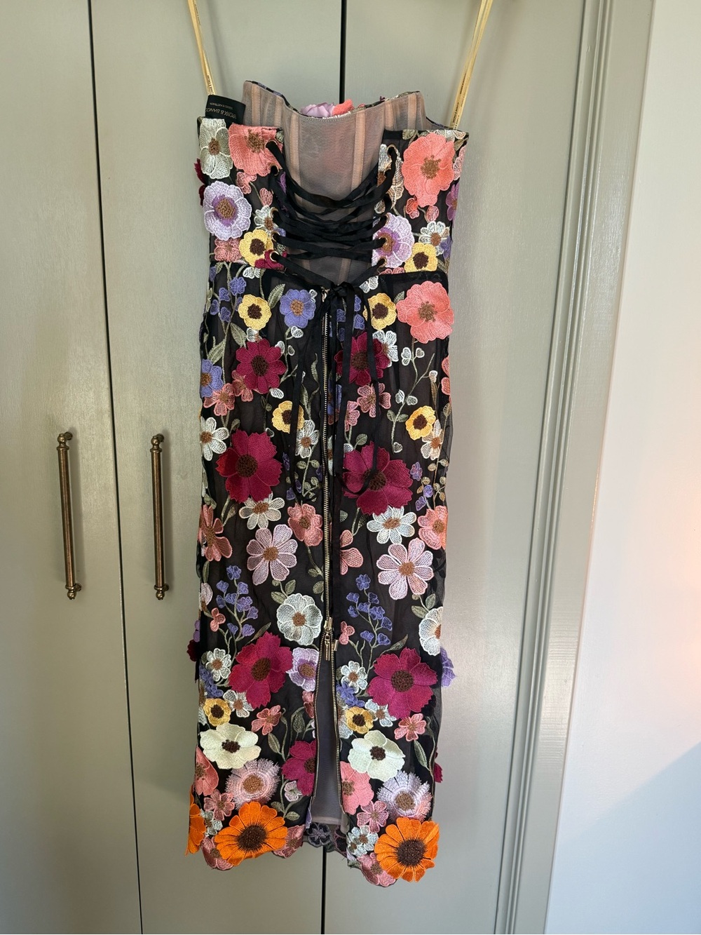 Bronx and Banco Bouquet Floral Embroidered Midi Dress S - Picture 4 of 5